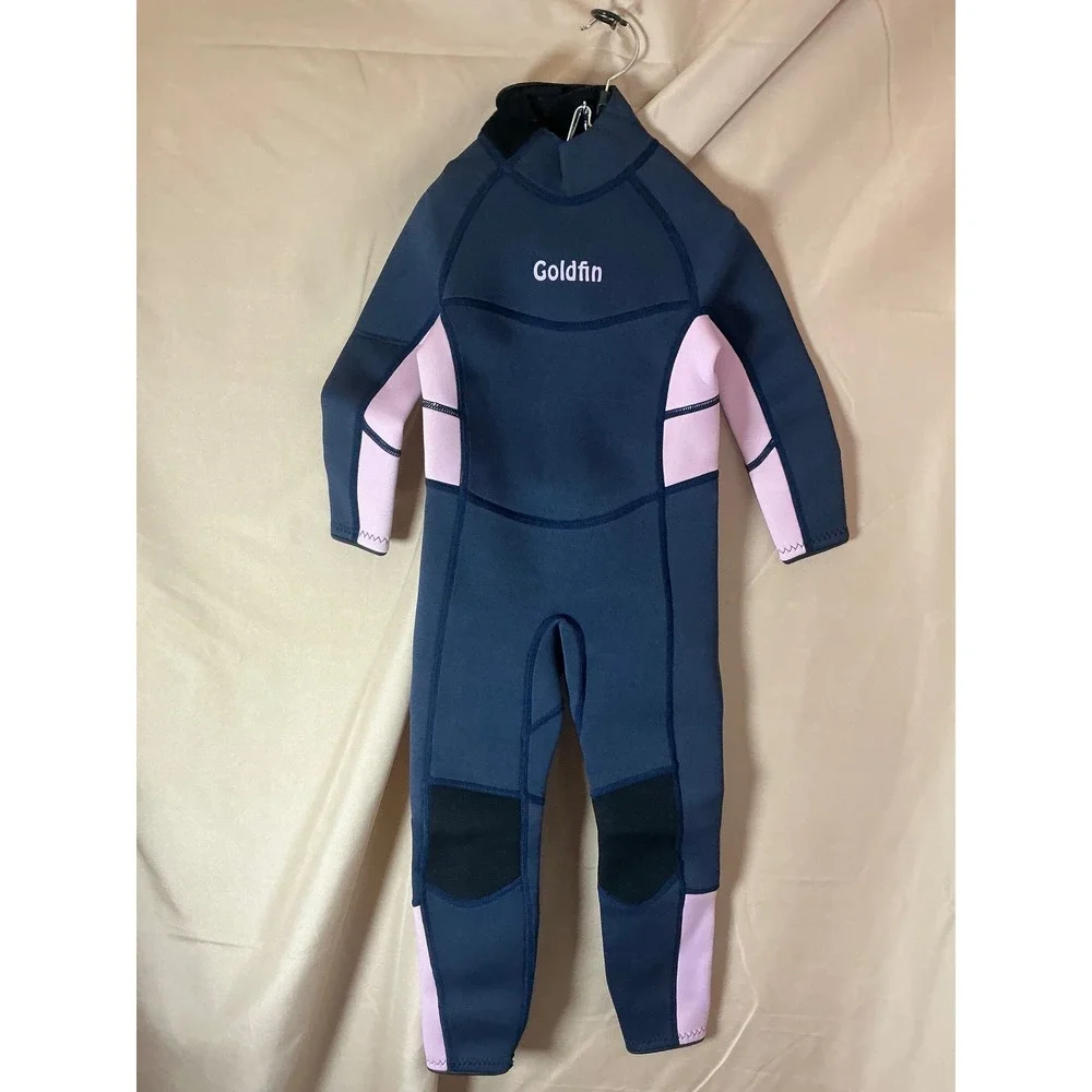 Goldfin Wetsuit Kids Youth Navy Purple Excellent Full Body Neoprene Back Zip